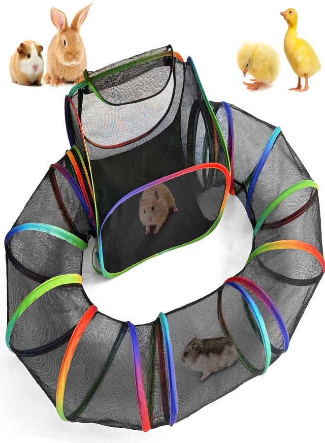TIKIWIK Guinea Pig Playpen with Tunnel, Rainbow Playpen with 98.4" Extended Tube & Open Side, Rabbit Playpen for Bunny, Hamster, Ferret, Chinchilla, Chickens & Small Animals to Play Indoor or Outdoor - Image 1